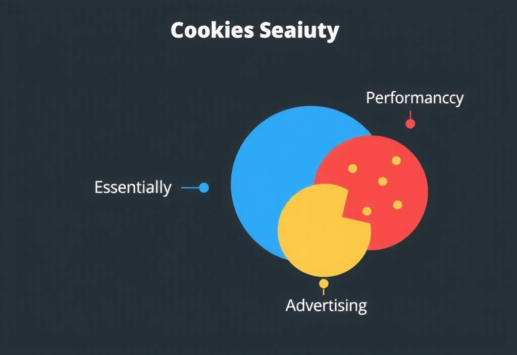 Ilustrație cu diferite tipuri de cookie-uri, categorizate funcțional