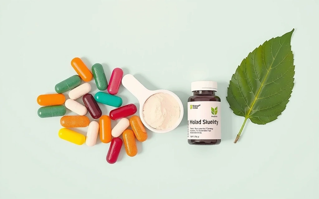 Diverse suplimente alimentare aranjate estetic